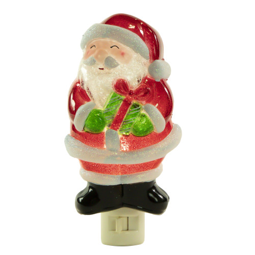 Santa with Gift Frosted Christmas Night Light - 6.75"