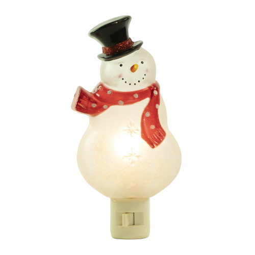 Snowman Wearing Red Scarf Christmas Night Light - 6.75"
