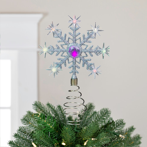 11" LED Lighted Coloring Changing Twinkling Snowflake Christmas Tree Topper