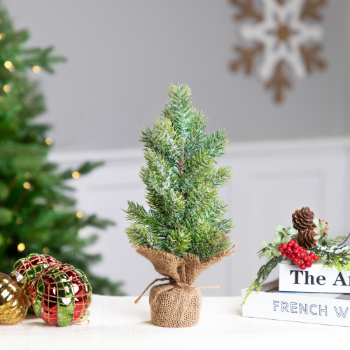 Real Touch™ Frosted Icy Pine Tree in Burlap Base Christmas Tree - 11.75" - Unlit