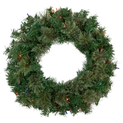 Pre-Lit Oregon Cashmere Pine Artificial Christmas Wreath - 24" - Multi Lights