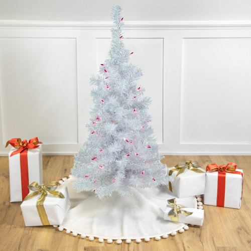 Pre-Lit Medium Rockport White Pine Artificial Christmas Tree - 3' - Purple Lights