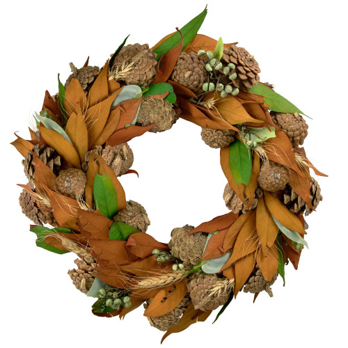 Fall Foliage and Pine Cones Autumn Harvest Wreath, 12-Inch, Unlit