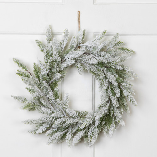 Heavily Flocked Pine Artificial Christmas Wreath - 16" - Unlit