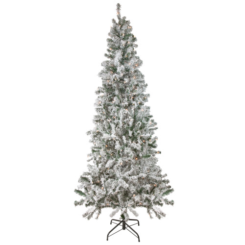 6' Pre-Lit Slim Flocked Pine Artificial Christmas Tree, Clear Lights