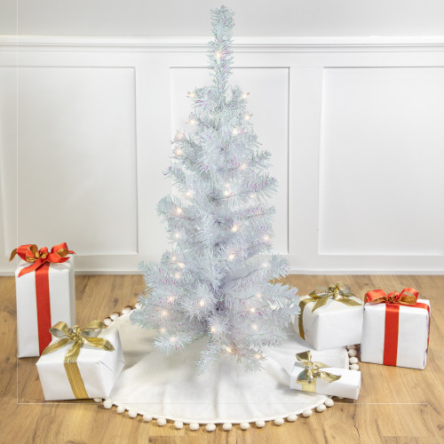 Pre-Lit Medium Rockport White Pine Artificial Christmas Tree - 3' - Clear Lights