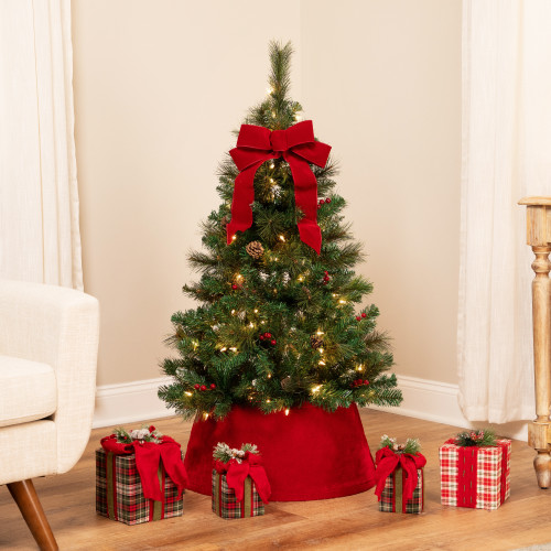 4' Pre-Lit Frosted Carolina Berry Spruce Artificial Christmas Tree with Clear Lights