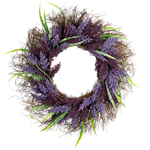 Lavender Spiral Artificial Vine Wreath, 22-Inch, Unlit