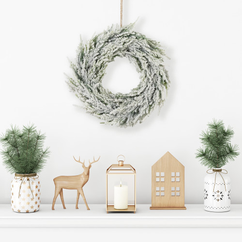 Real Touch™ Heavily Flocked Pine Artificial Christmas Wreath - 11.75" - Unlit