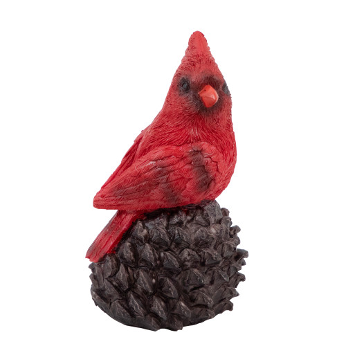 5.5" Red Cardinal Bird Sitting on a Pine Cone Christmas Figurine
