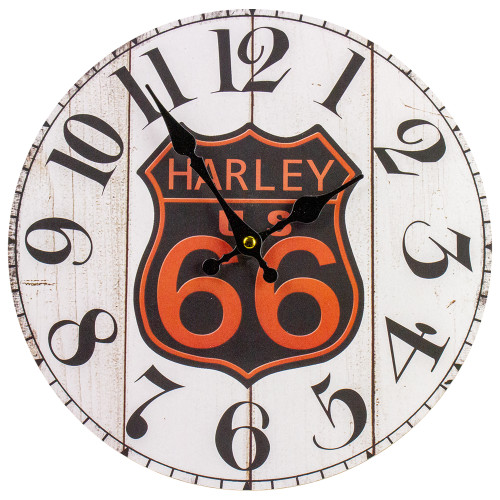 12" Black Battery Operated "US 66" Round Wall Clock