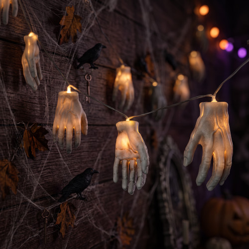 LED Zombie Hands Halloween Light Set - Clear Lights - 3' Clear Wire - 6ct