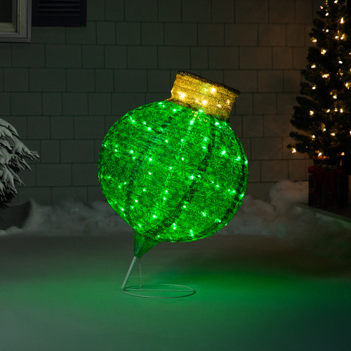 LED Lighted Twinkling Commercial Outdoor Tinsel Onion Christmas Ornament - 36" - Green