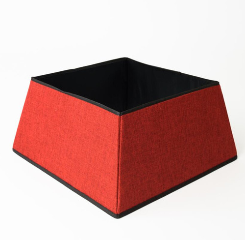 19" Red with Black Trim Square Christmas Tree Collar