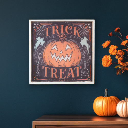 Trick or Treat Jack-O-Lantern Halloween Wall Sign - 18.75"