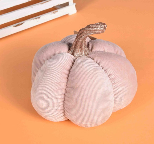7.5" Pink Corduroy Fabric Fall Harvest Pumpkin