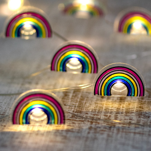 LED Rainbow Fairy Lights - Warm White - 2.75' Silver Wire - 10ct