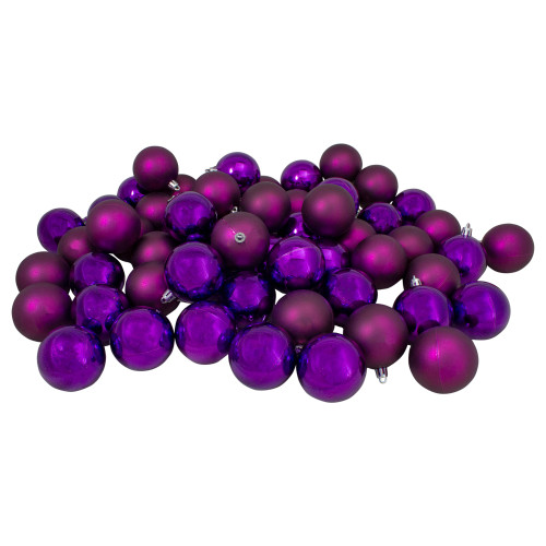 60ct Eggplant Purple Shatterproof 2-Finish Christmas Ball Ornaments 2.5 inch