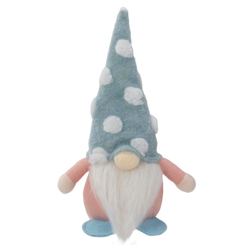 9" Blue and Pink Spring and Easter Gnome Figure with a Polka Dot Hat