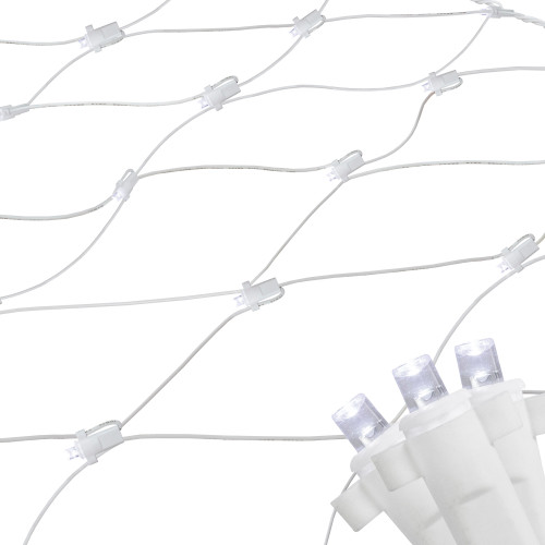 LED Wide Angle Net Style Christmas Lights - 4' x 6' - Pure White - White Wire