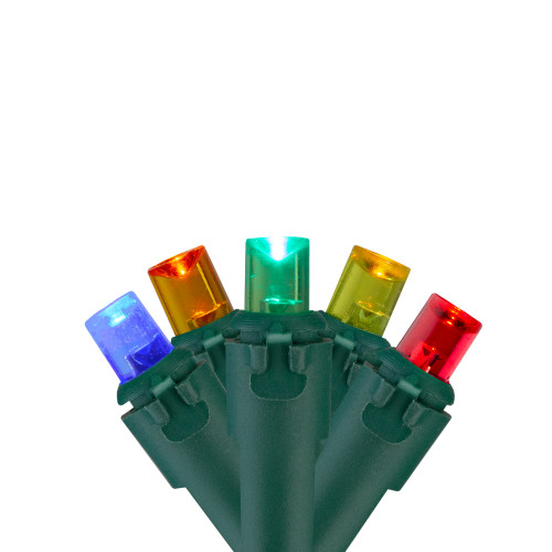 Wide Angle Christmas Lights - Multi-Color LED - 49' Green Wire - 200ct