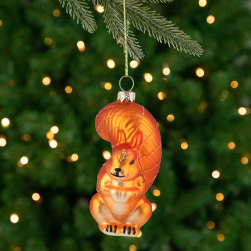 Squirrel Hanging Glass Christmas Ornament - 4"
