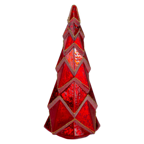 12" LED Lighted Red Glass Christmas Tabletop Tree