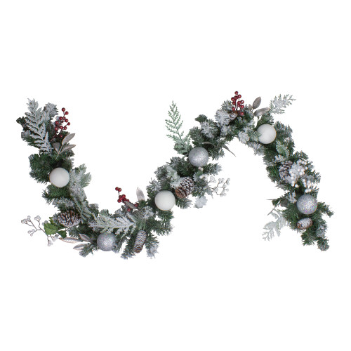 6' Frosted Cedar and Berries Artificial Christmas Garland - Unlit