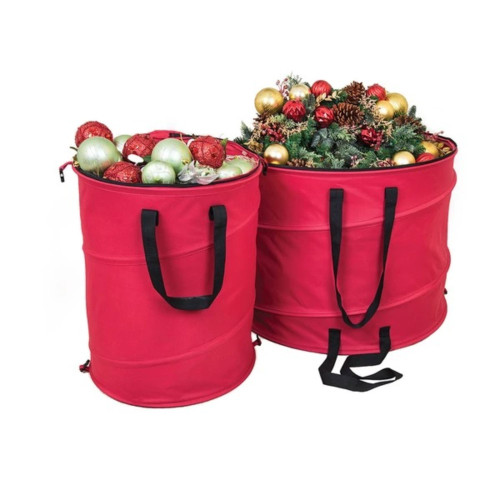 25" Red and Black Large Pop-Up Christmas Decorations Storage Bag