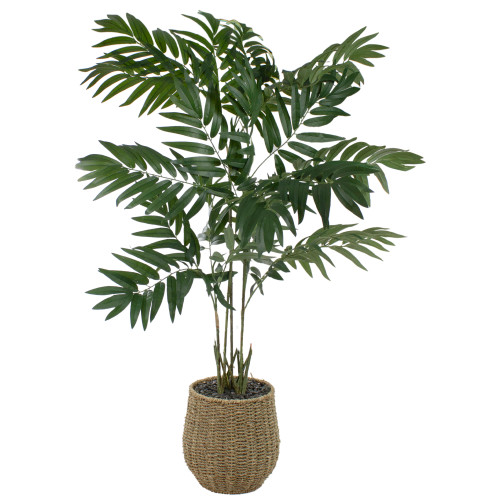 4' Green and Brown Artificial Potted Palm Tree in a Wicker Pot