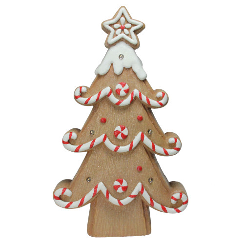 17.75" Lighted Gingerbread Christmas Tree Tabletop Figure
