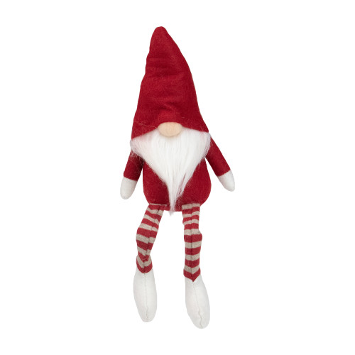 12" Red and Gray Sitting Christmas Gnome with Dangling Legs