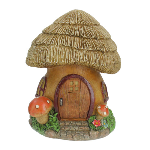 6.25" Brown Mushroom House Outdoor Garden Statue