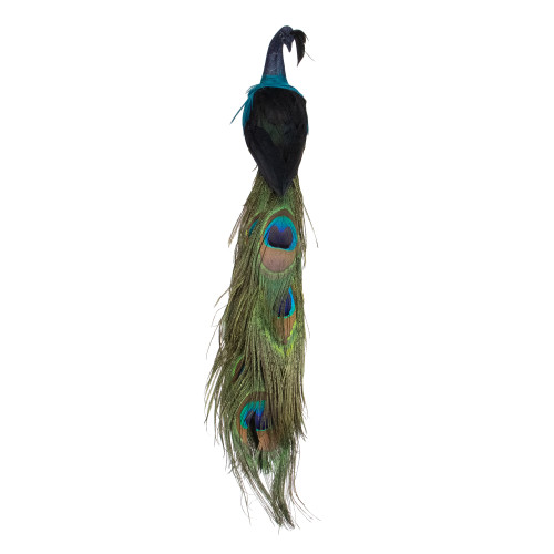 13" Green and Dark Blue Peacock Clip-On Christmas Ornament