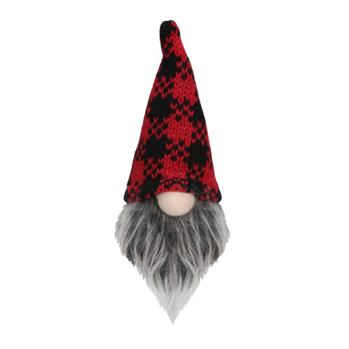 5" Red and Black Santa Gnome with Plaid Hat Tabletop Christmas Decoration