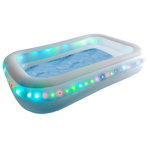 79" White LED Lighted Inflatable Rectangular Swimming Pool