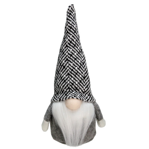 6.75" Gray and White Santa Gnome with Tweed Hat Tabletop Christmas Decoration
