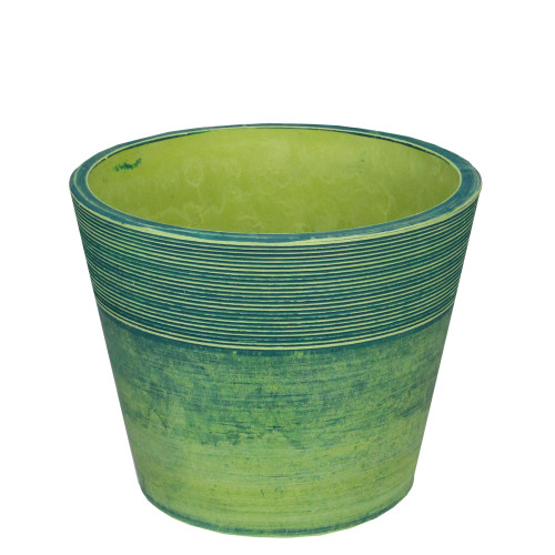 6" Green Ribbed Rim Round Eco-Friendly Flower Planter