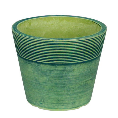 4" Green Ribbed Rim Round Eco-Friendly Flower Planter