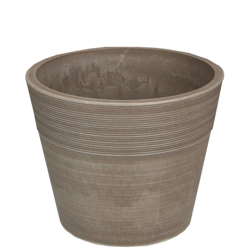 6" Brown Ribbed Rim Round Eco-Friendly Flower Planter