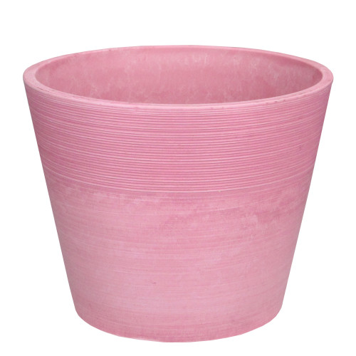 8" Pink Ribbed Rim Round Eco-Friendly Flower Planter