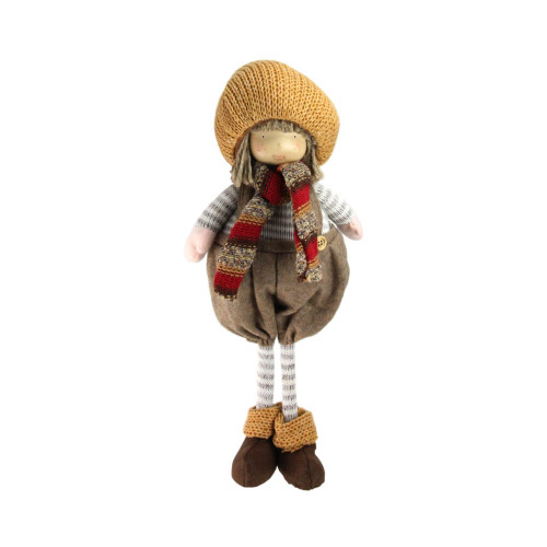 15" Standing Autumn Girl Gnome with Scarf and Pumpkin Hat Thanksgiving Statue