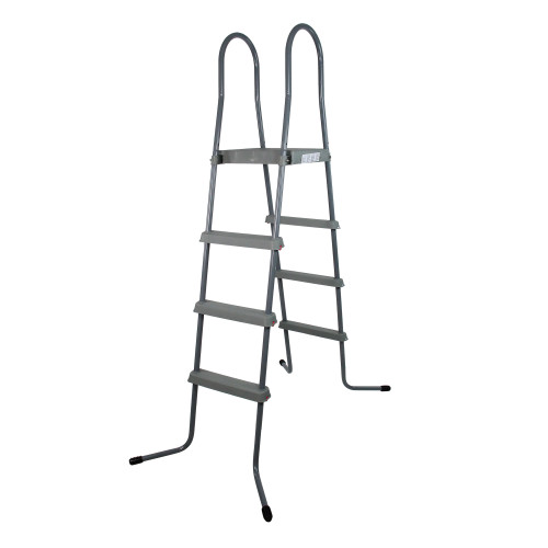 72.25" Gray Three Step Above Ground Swimming Pool Deck Ladder with Platform