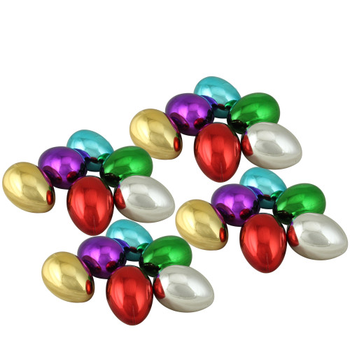 Set of 24 Springtime Metallic Colored Medium Size Easter Egg Decorations 3.5"