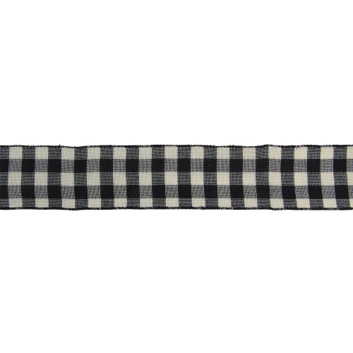 Double Sided Black and White Buffalo Plaid Christmas Wired Ribbon 2.5" x 16 Yards