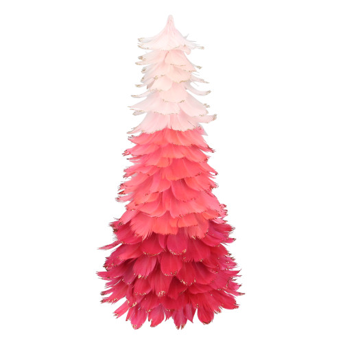 15" Pink Ombre Feather Cone Christmas Tree - Unlit