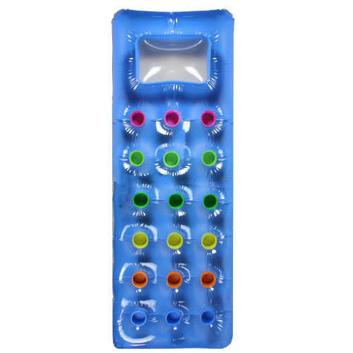 Inflatable Blue 18-Pocket Swimming Pool 1-Person Lounge with Window, 75-Inch