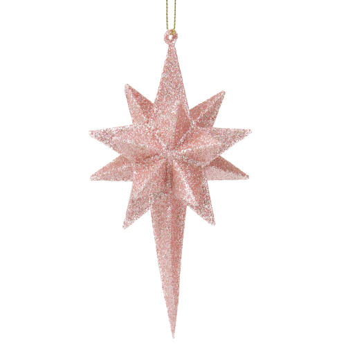 6.25" Baby Pink Glittered Geometric Star Christmas Ornament