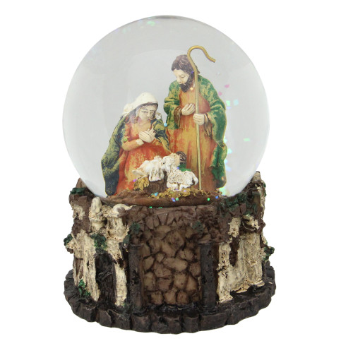 5.5" Christmas Nativity Holy Family Musical Snow Globe Decoration