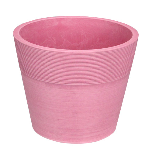 6" Pink Ribbed Rim Round Eco-Friendly Flower Planter